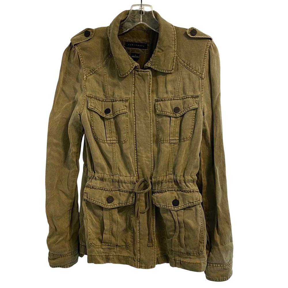 Sanctuary Womens Small Olive Green Utility‎ Military Jacket Cargo Field Coat S